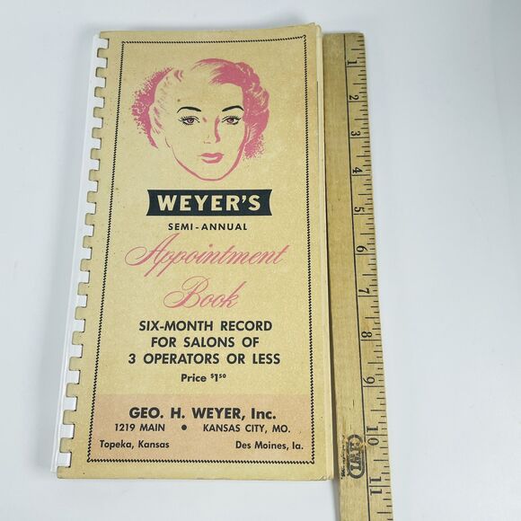 Salon Appointment Book Schedule Reservation VTG Beauty Shop Decor Geo H Weyer - Picture 3 of 10